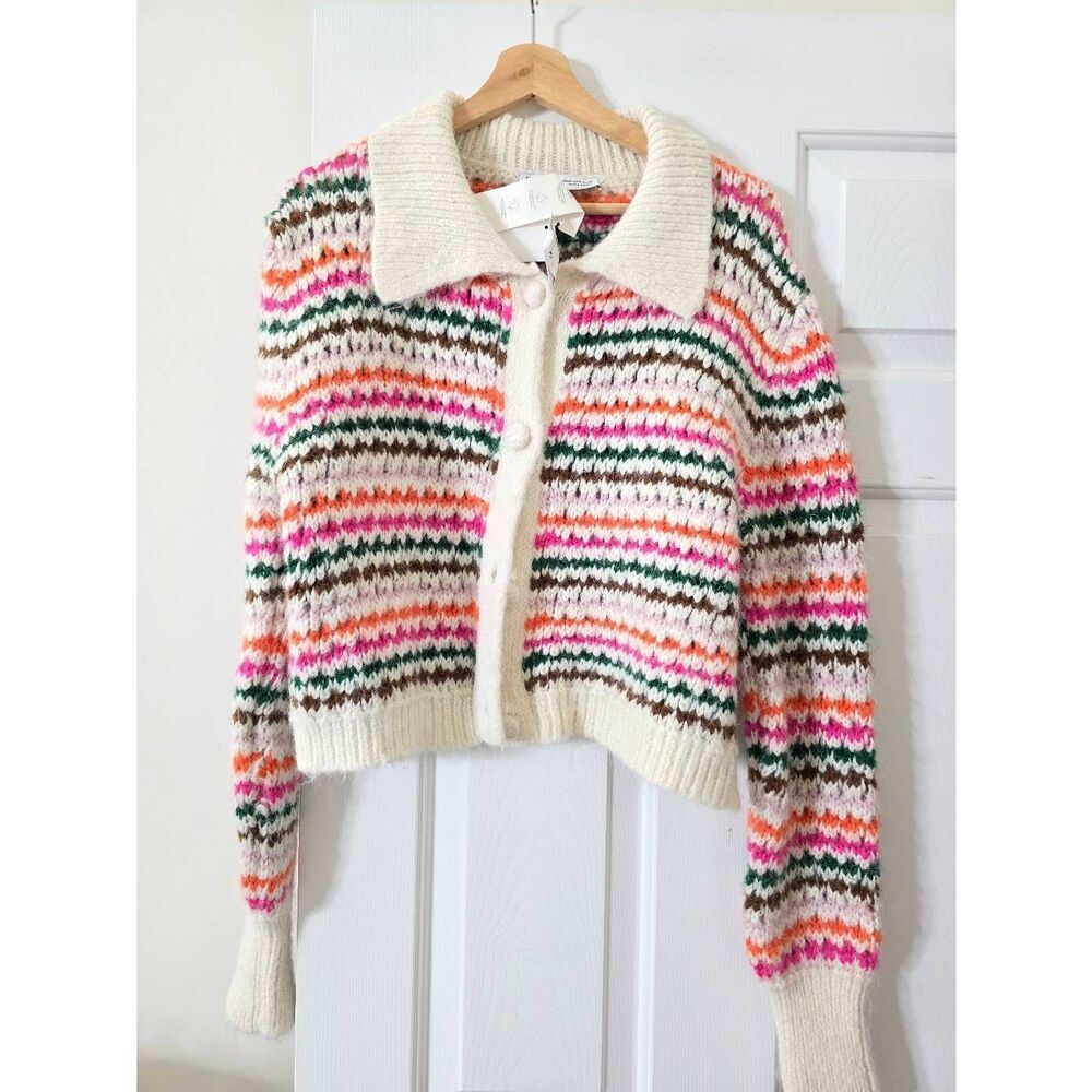 NWT Zara Striped Knit Cardigan Jacket M - Picture 4 of 9